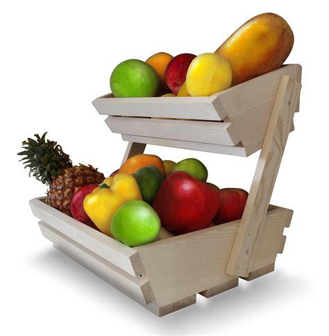 two tier wooden fruit stand